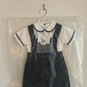 NWT!! Feltman Brothers 6 Mo Baby Boys Navy Blue Smocked Matching Set